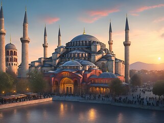 Obraz premium illustration of beautiful mosque.