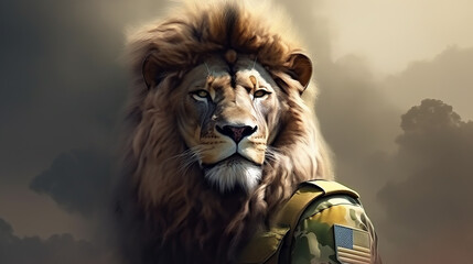Löwe als Soldat KI