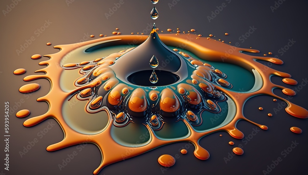 Aufkleber drips hitting the surface at a sharp angle generative ai