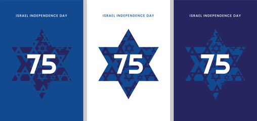 Obraz premium Israel Independence Day poster design, banner, card - 75 celebration.
