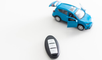 car and key. toy car and fob