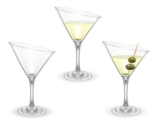 martini cocktail alcoholic drink glass vector illustration