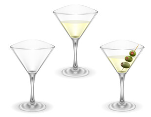 martini cocktail alcoholic drink glass vector illustration