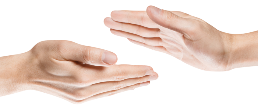 Hands greeting each other, cut out