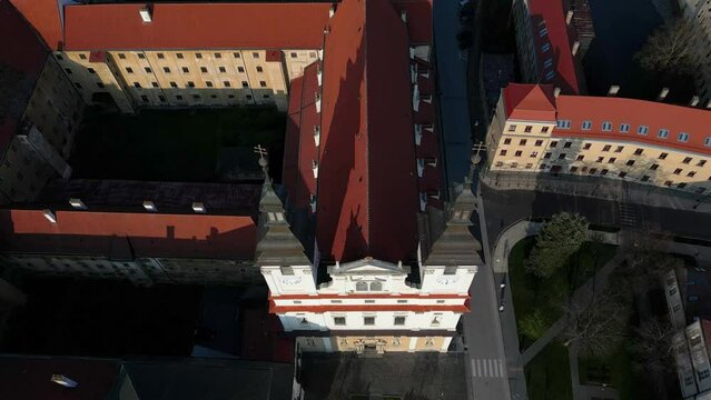 High angle view of Trnava St John the Baptist Cathedral, architecture, 4k