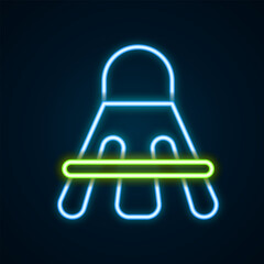 Glowing neon line Badminton shuttlecock icon isolated on black background. Sport equipment. Colorful outline concept. Vector