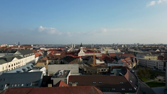 Beautiful aerial view of the old town district of Trnava, Slovakia, architecture