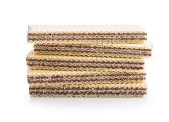 Sweet chocolate wafer isolated on white background.