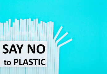 The Say no to plastic plastic drinking straws. Garbage Environment pollustion concept.