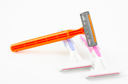 The Disposable shaving razor on white background