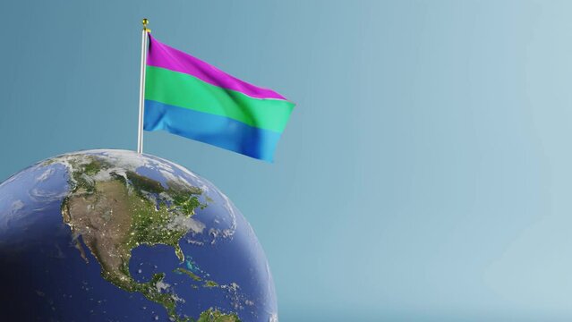 video of Polysexual Pride Flag flapping on world day pride against white background; 3D