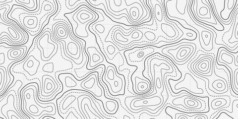Ocean topographic line map with curvy wave isolines vector illustration. Sea depth topographic landscape surface for nautical radar readings. Cartography texture abstract banner of relief ocean floor. © Konstantin