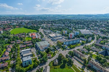 Ausblick auf Kempten im Allgäu, die westlichen Stadtbezirke im Luftbild