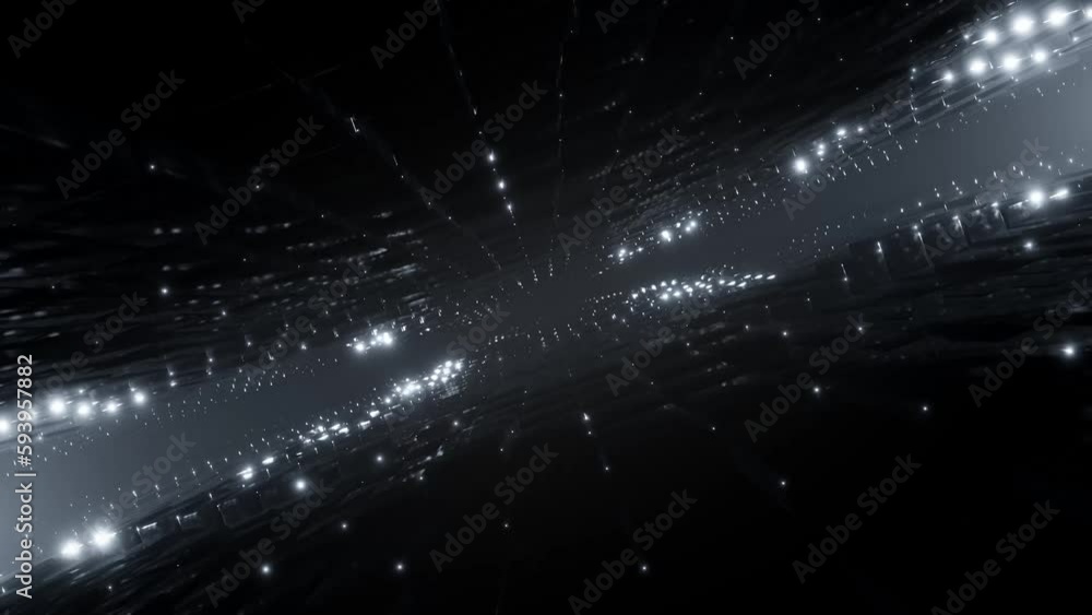 Fototapete 3d rendering of abstract dark space geometry background, Sci-fi concept. Loop animation.