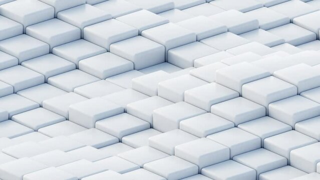 3d rendering of abstract white geometric background. Loop animation.