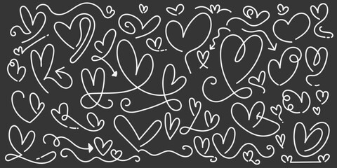 Hand Drawn Heart Collection. Love Doodles Set. Scribble Element. Romantic Illustration Elements for Valentines Day or Mothers Day