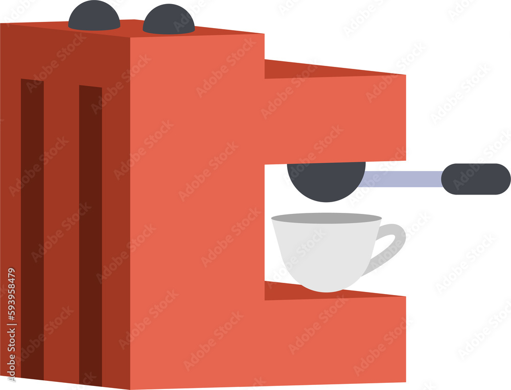 Poster coffee machine semi flat color raster object. full sized item on white. cafe and office arrangement.
