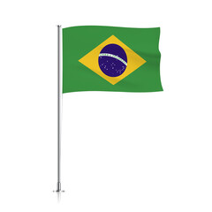 BRAZIL flag, waving flag of BRAZIL on pole 