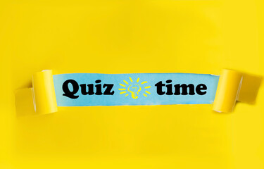 Quiz time message on a yellow  background 