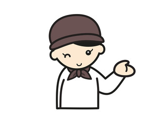 案内するカフェ店員