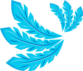 Obraz premium Blue feathers semi flat color raster object. Full sized item on white. Festival costume. Part of brazilian samba costume simple cartoon style illustration for web graphic design and animation