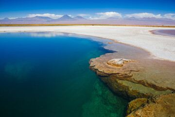 Fototapeta na wymiar Amazing Lake in the highlands of Chile near San Pedro de Atacama