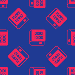 Red Books about programming icon isolated seamless pattern on blue background. Programming language concept. PHP, CSS, XML, HTML, Javascript learning. Vector