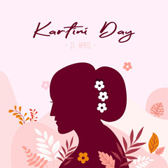 Kartini Day with pink design on a white background