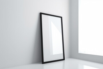 Empty frame on a simple wall. Interior design, poster artwork mockup. Generative AI