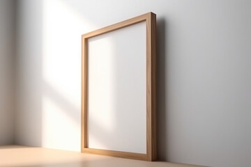 Empty frame on a simple wall. Interior design, poster artwork mockup. Generative AI