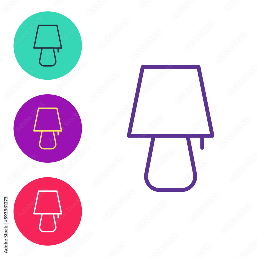 Poster set line table lamp icon isolated on white background. night light. set icons colorful. vector