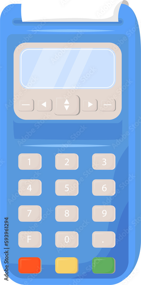 Poster payment terminal semi flat color raster object. full sized item on white. electronic financial trans