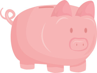 Piggy bank semi flat color raster object. Full sized item on white. Money savings. Finance and investment symbol simple cartoon style illustration for web graphic design and animation
