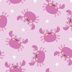 Summer seamless pattern Crab seamless pattern Summer background
