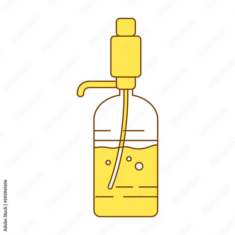 Aufkleber bottle of water with manual pump semi flat color raster object. full sized item on white. hydration.