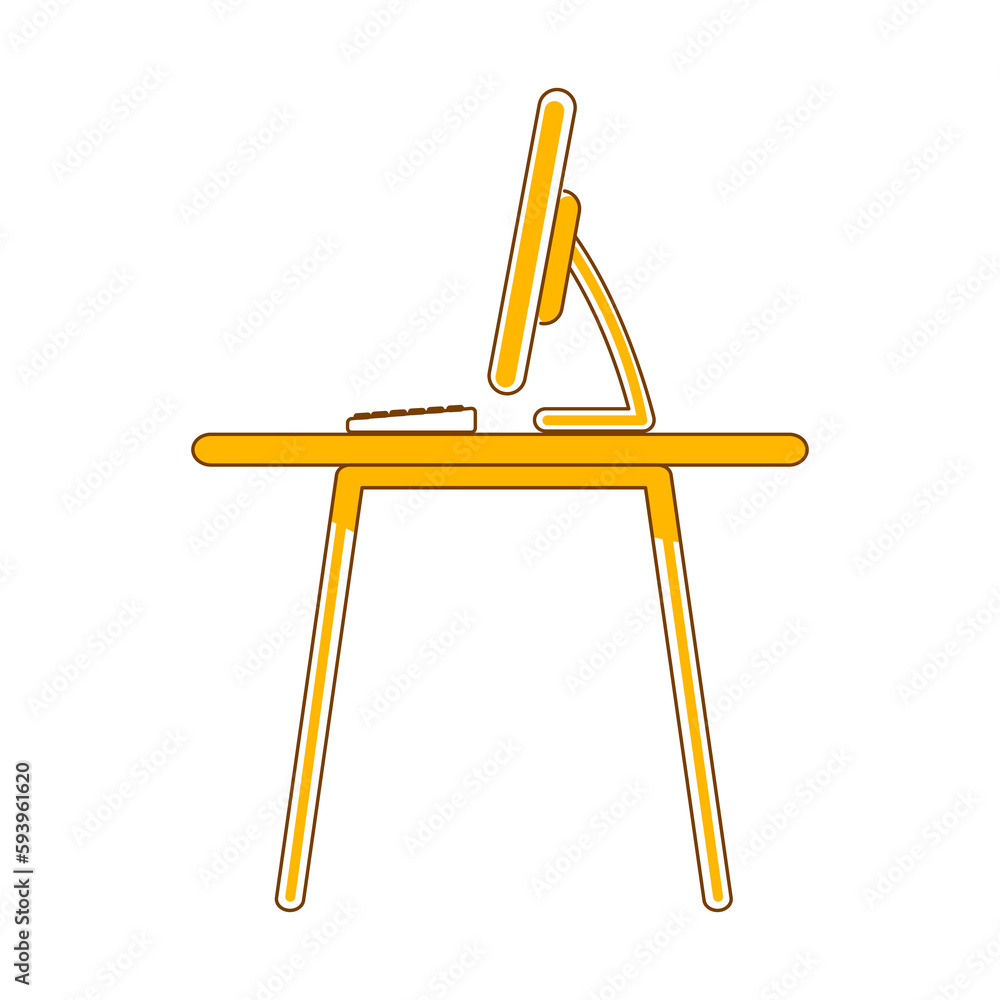 Poster workspace semi flat color raster object. full sized item on white. workplace with computer. office d