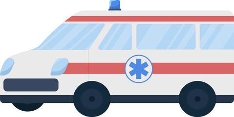Ambulance car semi flat color raster object. Emergency medical help. Full sized item on white. Simple cartoon style illustration for web graphic design and animation © IMGvisualsCharacters