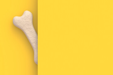 Dog food bone behind the wall. Copy space. 3d render