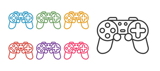 Set line Gamepad icon isolated on white background. Game controller. Set icons colorful. Vector