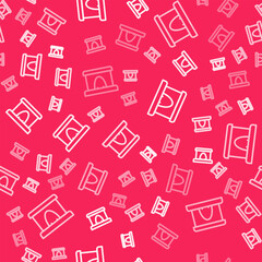 White line Railway tunnel icon isolated seamless pattern on red background. Railroad tunnel. Vector