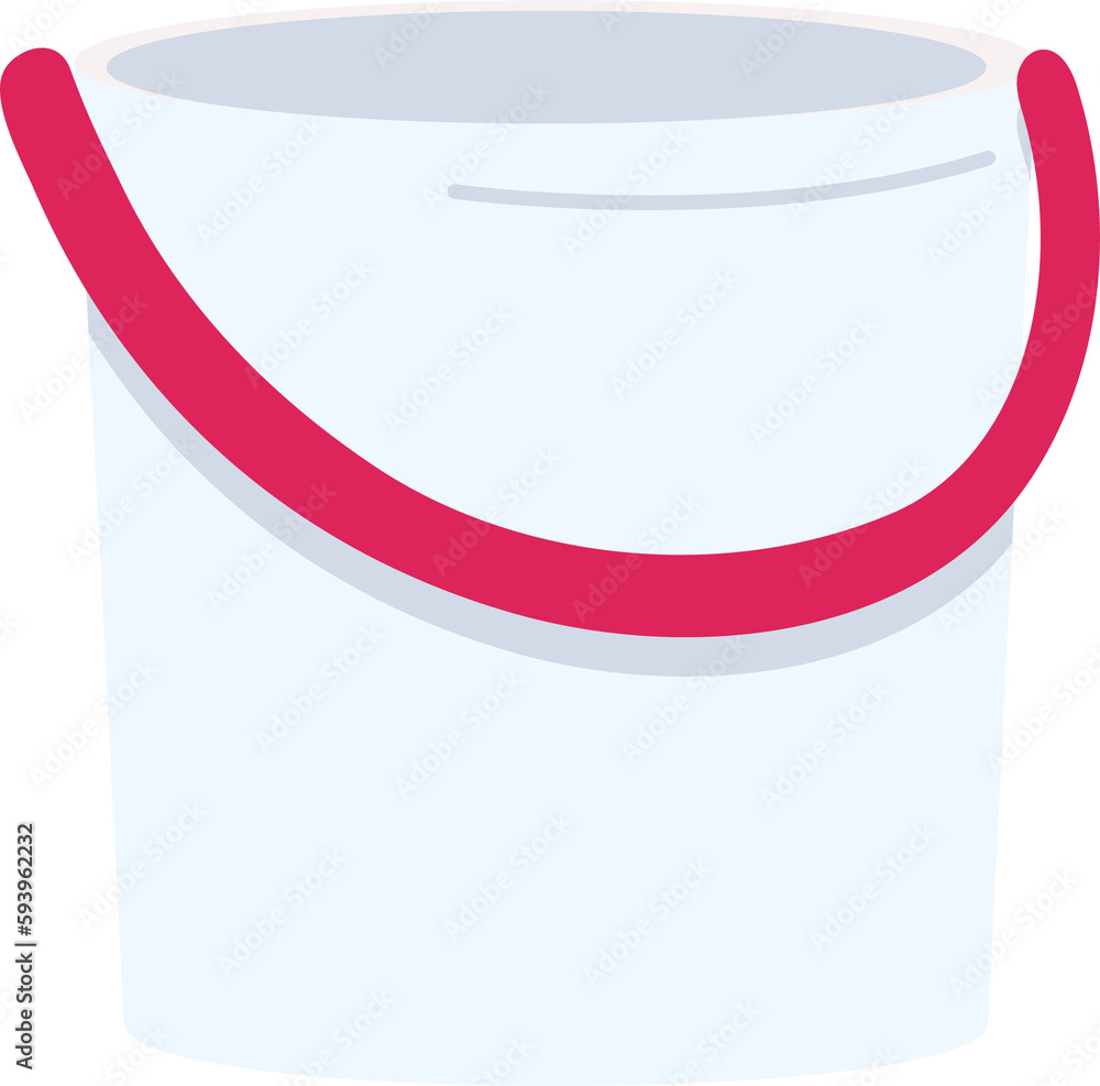 Poster bucket semi flat color raster object. full sized item on white. instrument for housekeeping. kids to