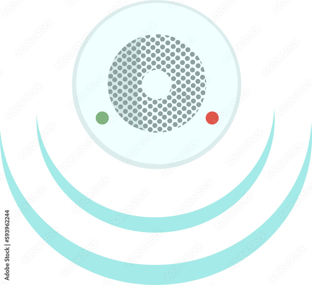 Poster smoke detector semi flat color raster object. full sized item on white. home protection. smart home.