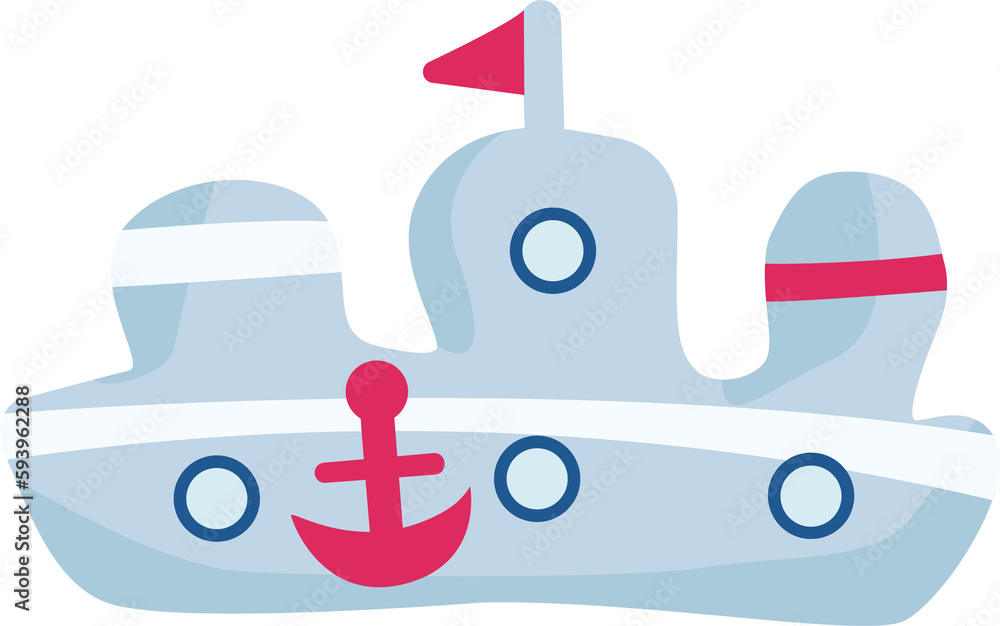 Aufkleber toy ship semi flat color raster object. full sized item on white. beach activities. plaything for wa