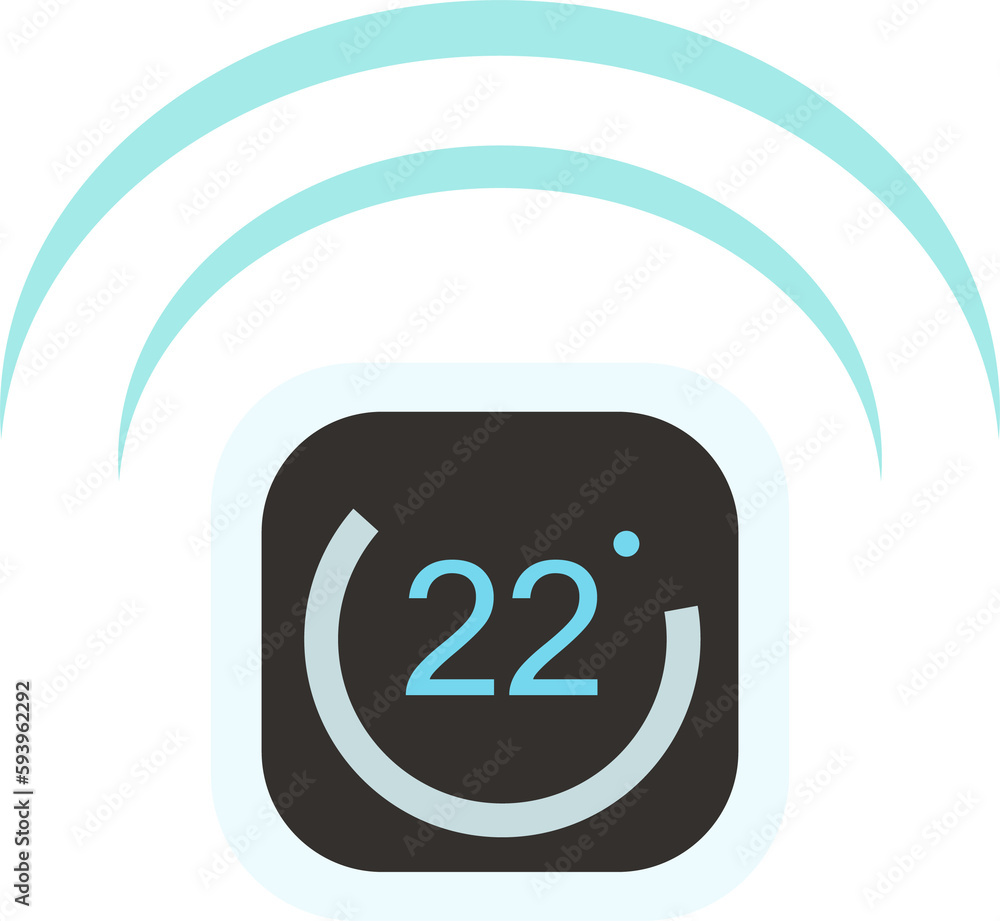 Poster smart home temperature indicator semi flat color raster object. full sized item on white. wireless a