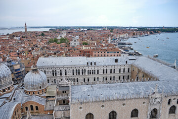 Fototapeta na wymiar Venice panorama West from the high of Campanile San Marco tower, Venice, Italy