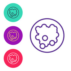 Set line Rice in a bowl icon isolated on white background. Traditional Asian food. Set icons colorful. Vector