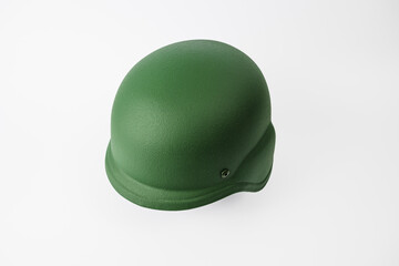 Fototapeta premium Army khaki hard hat on white black background