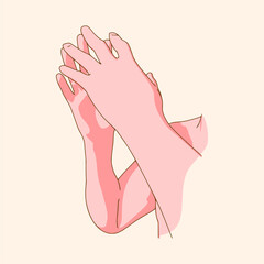 Praying hands with faith in religion and belief in God on dark background. Power of hope or love and devotion. Namaste or Namaskar hands gesture. Prayer position.