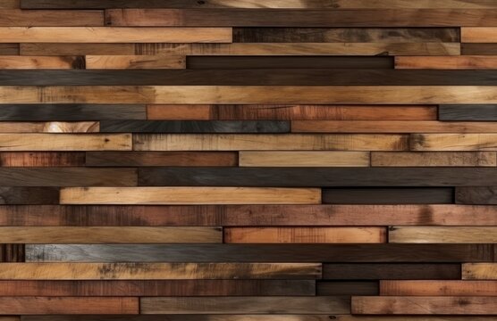 Floor wood parquet. Flooring wooden seamless pattern. Design laminate. Parquet rectangular tessellation. Floor tile parquetry plank. Hardwood tiles created with Generative AI technology