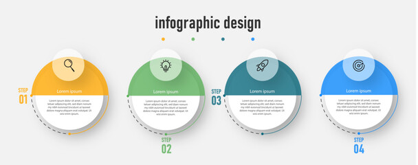 Infographics circle template. timeline with 4 steps, options. can be used for workflow diagram, info chart, web design. vector illustration.